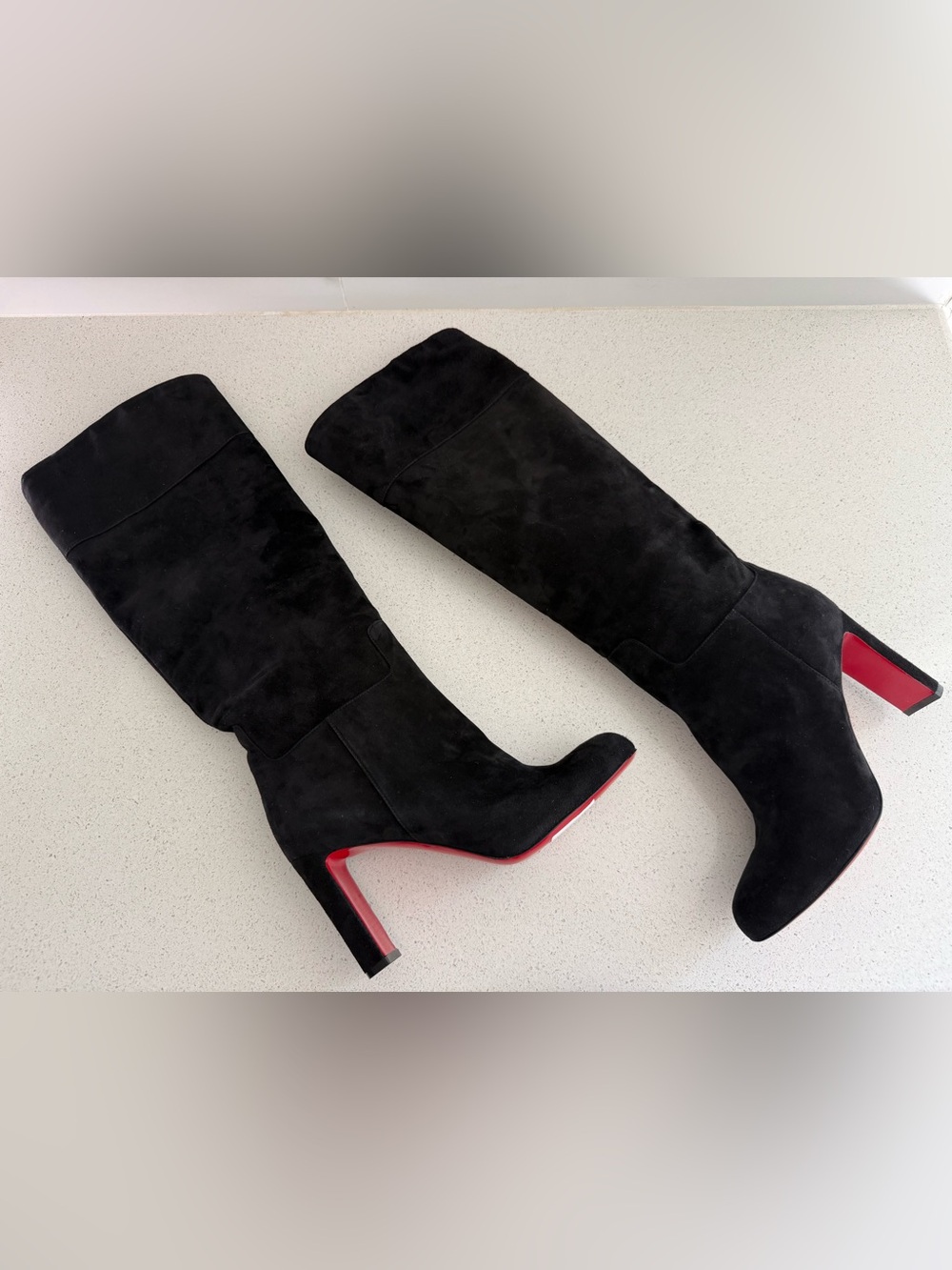 Christian Louboutin Loo 85 Black Suede Knee-High Boots View 3